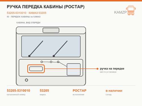 Ручка передка кабины (Ростар), каталожный номер 53205-5310010