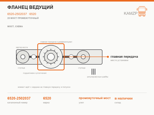 Фланец ведущий, каталожный номер 6520-2502037