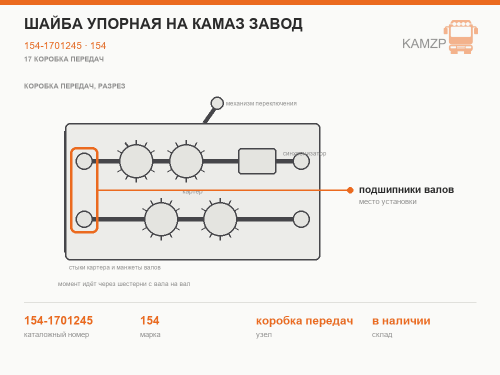 Шайба упорная на КАМАЗ завод, каталожный номер 154-1701245