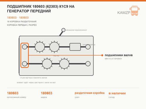 Подшипник 180603 (62303) К1С9 на генератор передний