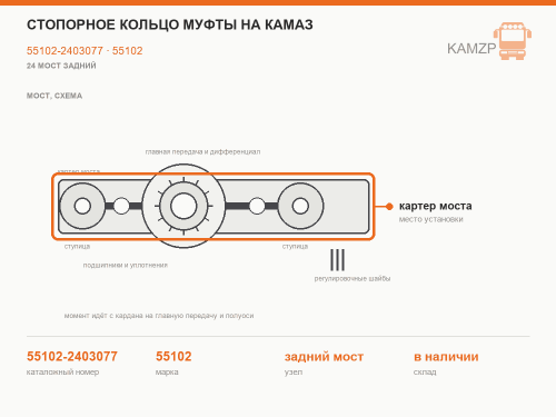 Стопорное кольцо муфты на КАМАЗ, каталожный номер 55102-2403077