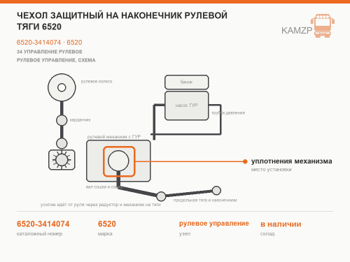 Чехол защитный на наконечник рулевой тяги 6520, каталожный номер 6520-3414074