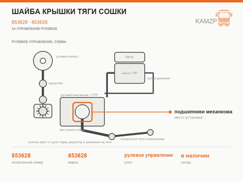 Шайба крышки тяги сошки, каталожный номер 853628