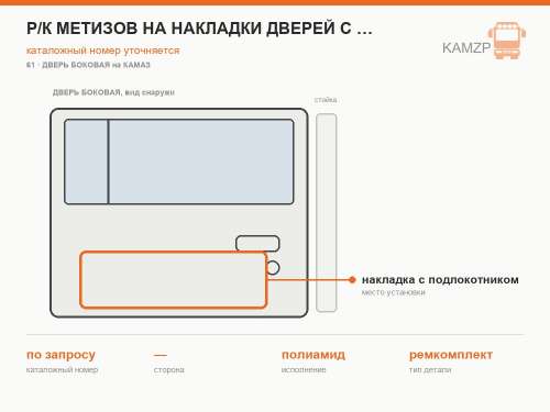 Р/к метизов на накладки дверей с подлокотниками (полиамид)