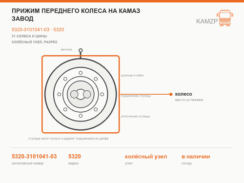 Прижим переднего колеса на КАМАЗ завод, каталожный номер 5320-3101041-03