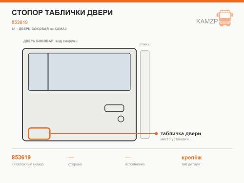 Стопор таблички двери, каталожный номер 853619